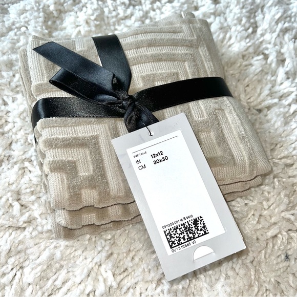 H&M Home 3-Pack Washcloths Organic Cotton Jacquard-Weave Taupe Size 12x12” NWT - Picture 2 of 9